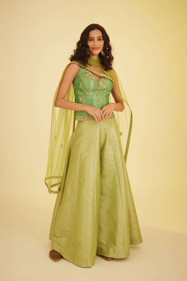 Green Sharara Set.