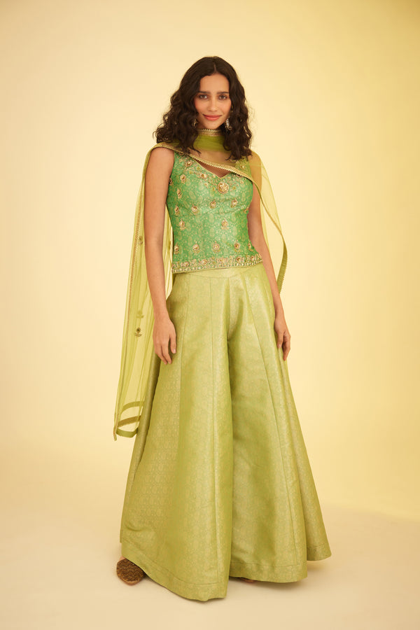 Green Sharara Set.