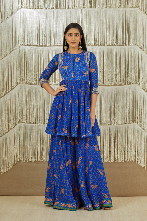 Royal Blue Sharara set.