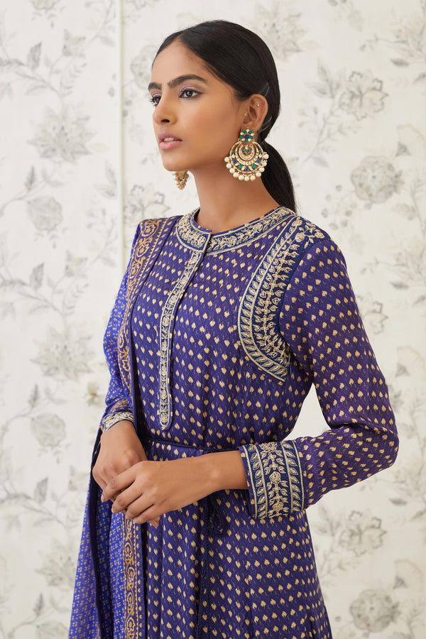 Blue Anarkali Set.