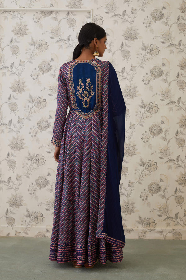 Blue Anarkali Set.