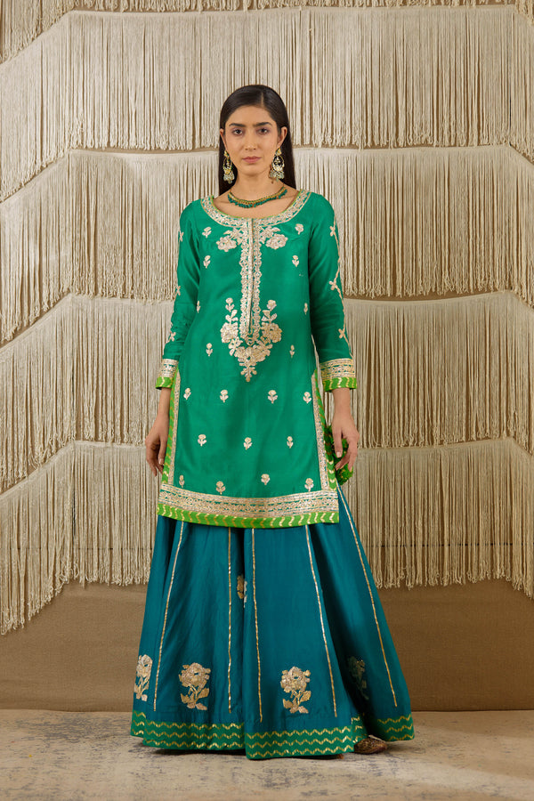 Teal Green Sharara set.