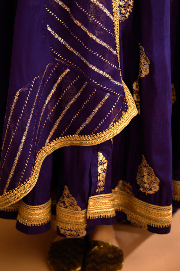 Dark Purple Anarkali Set.