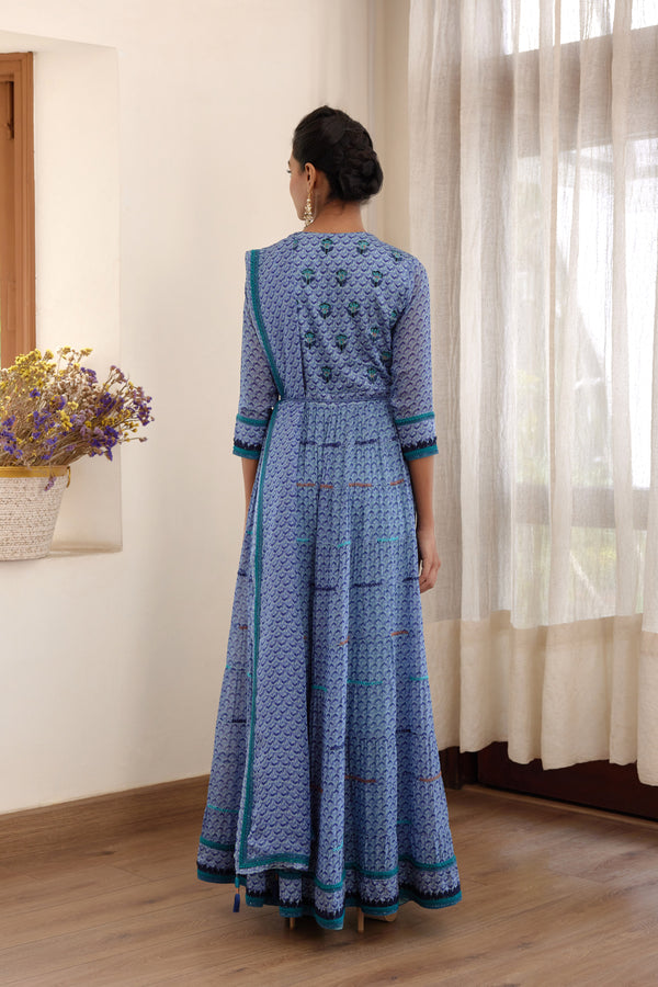 Blue Anarkali Set.