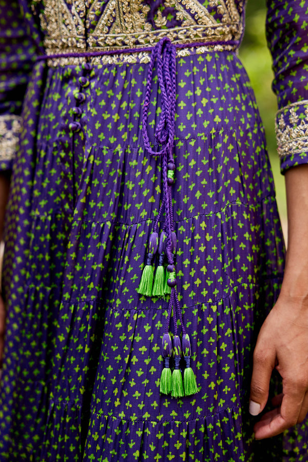 Purple Green Anarkali Set.