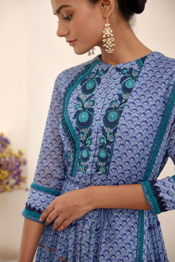 Blue Anarkali Set.