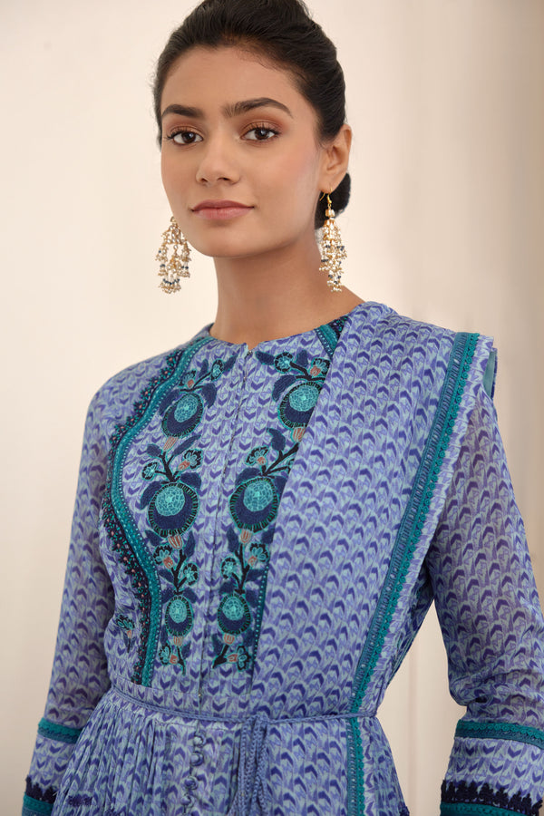 Blue Anarkali Set.