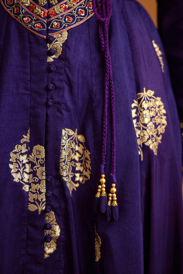 Dark Purple Anarkali Set.