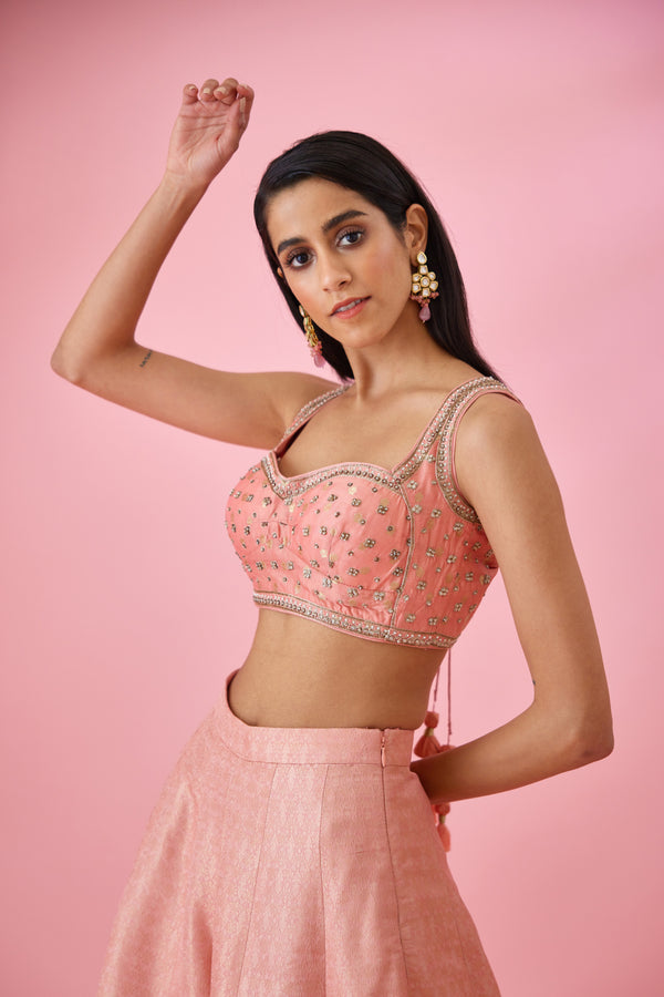 Peach Pink Sharara Set.