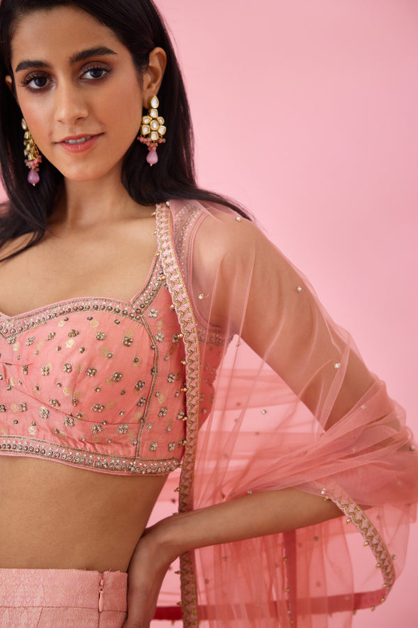 Peach Pink Sharara Set.