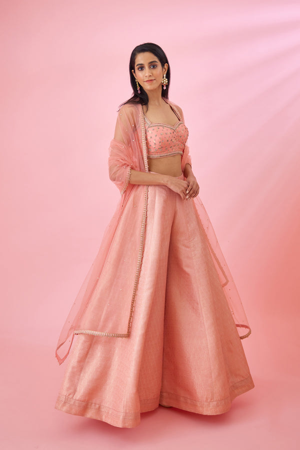 Peach Pink Sharara Set.