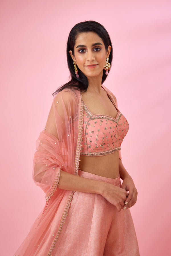 Peach Pink Sharara Set.