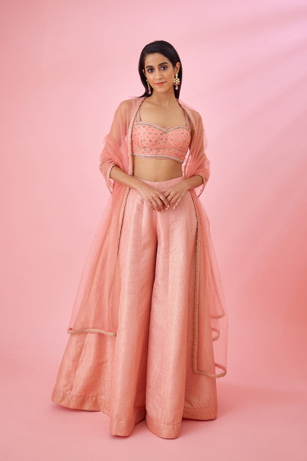 Peach Pink Sharara Set.