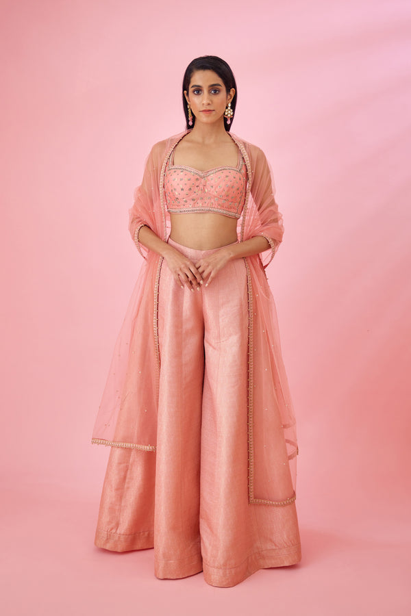 Peach Pink Sharara Set.