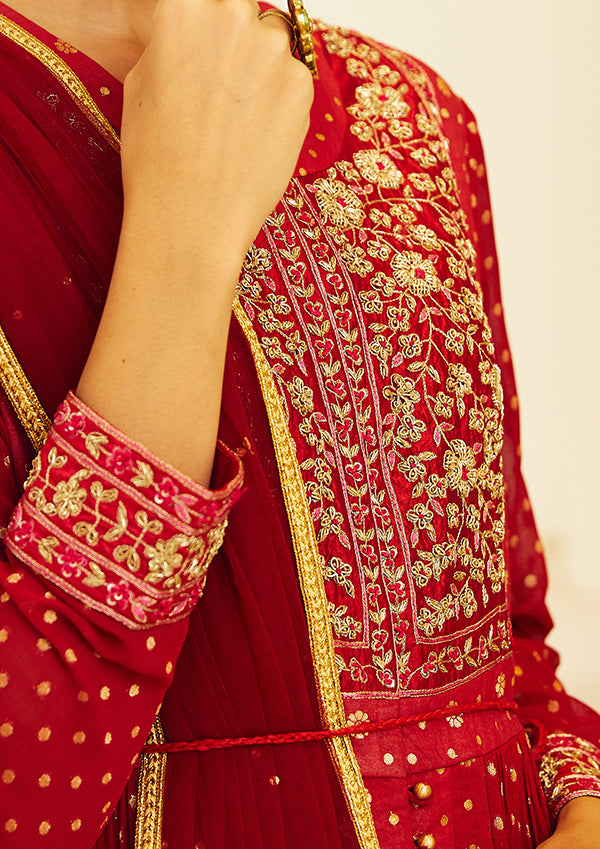 Maroon Anarkali Set.