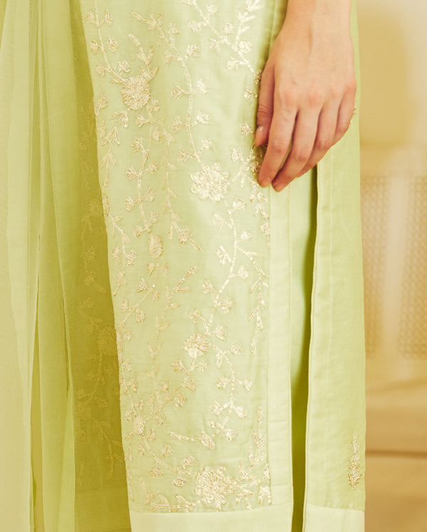 Light Green In Combination Traditional Embroidered Churidar Suit | Party  wear indian dresses, Simple pakistani dresses, Pakistani dress design