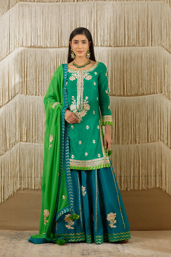 Teal Green Sharara set.