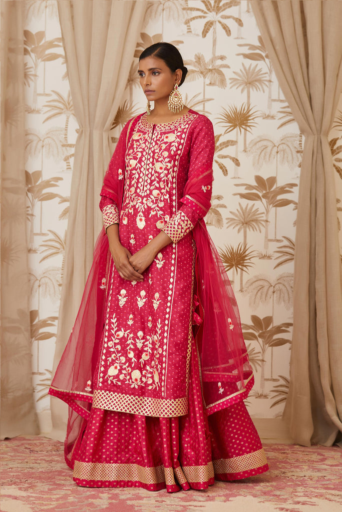 Block Printed Designer Long Kurta & Skirt with Dupatta | SKU-26-11-21 |  Lable Rahul Singh