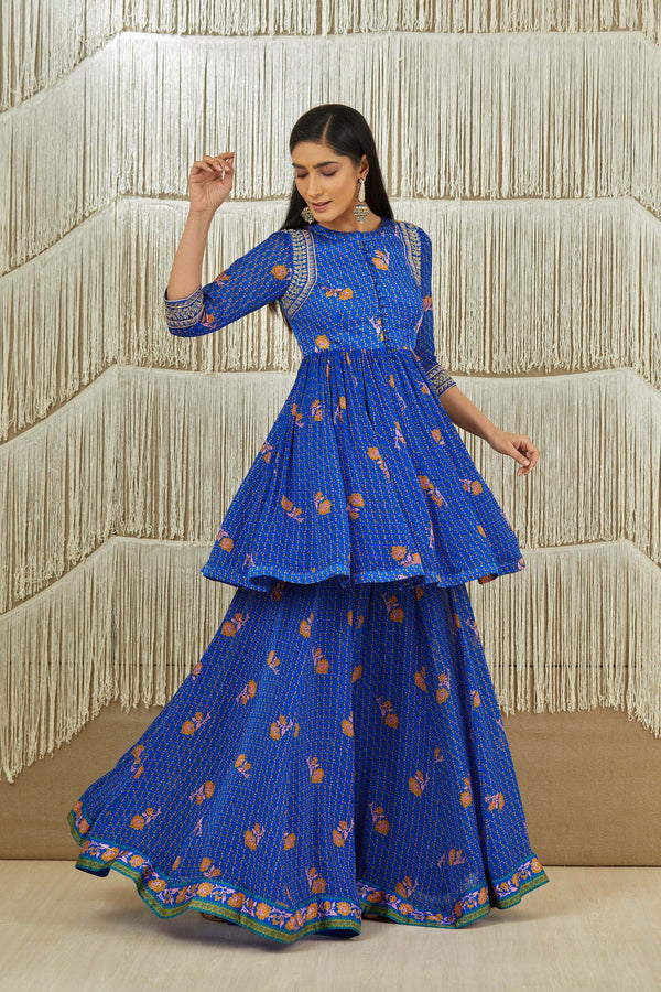 Royal Blue Sharara set.