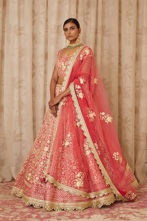 Coral Lehenga Set.