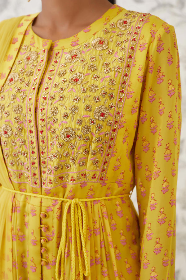 Yellow Anarkali Set.