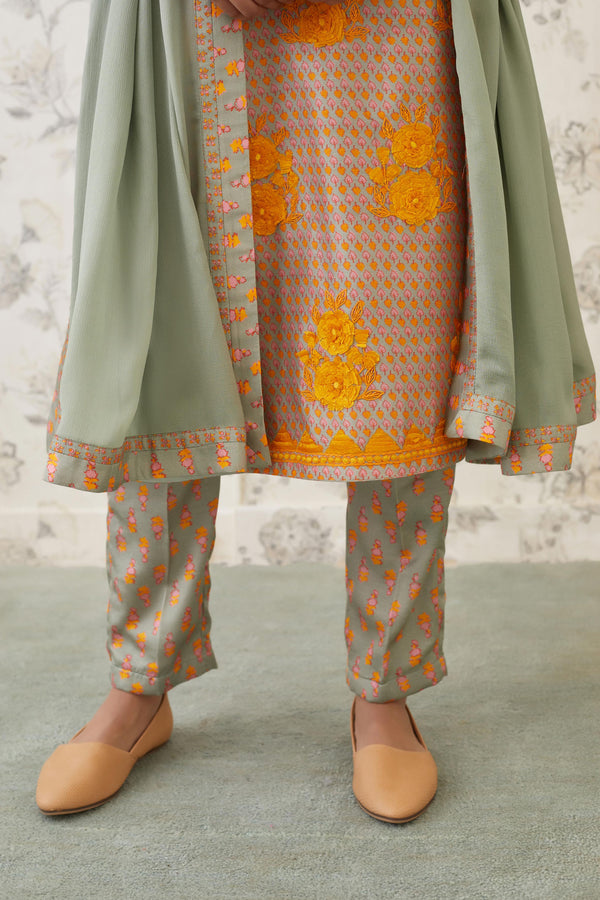 Light Olive Green Kurta Set.