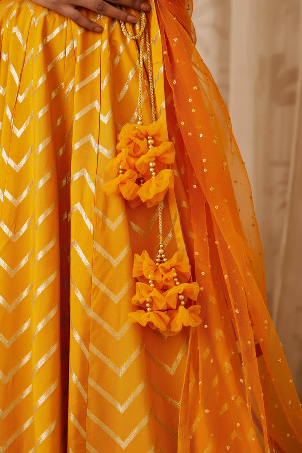 Mustard Lehenga Set.