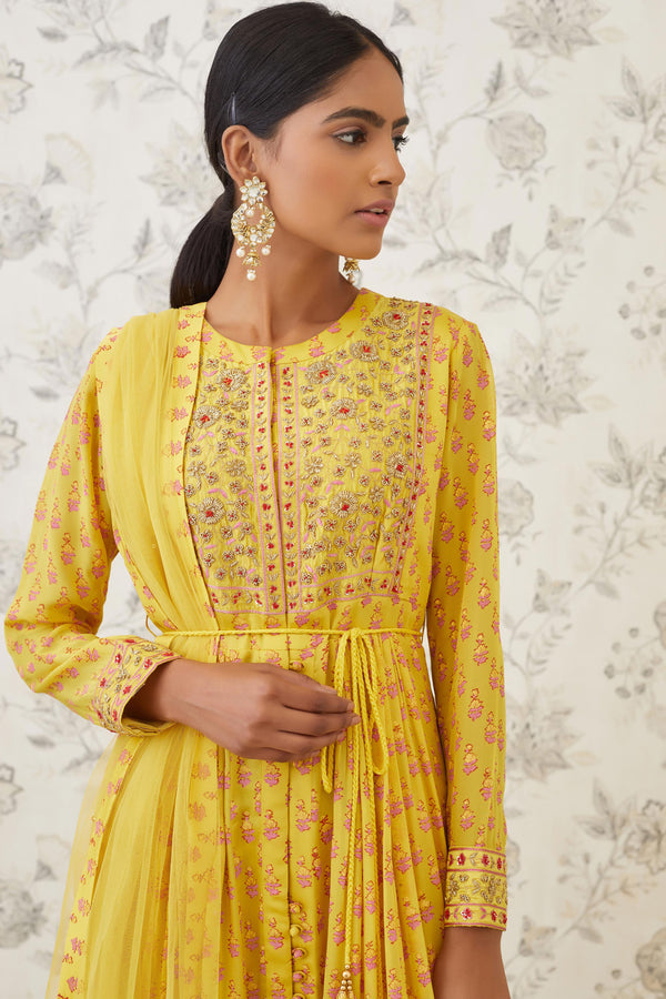 Yellow Anarkali Set.