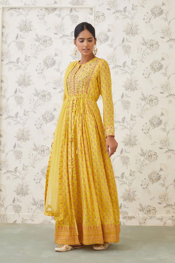 Yellow Anarkali Set.