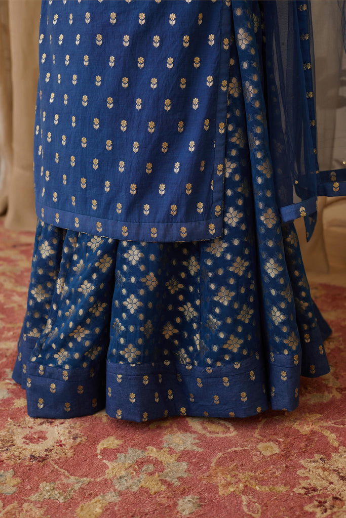 Royal Blue Kurta Skirt Set.