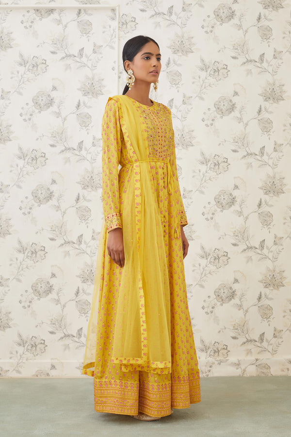 Yellow Anarkali Set.