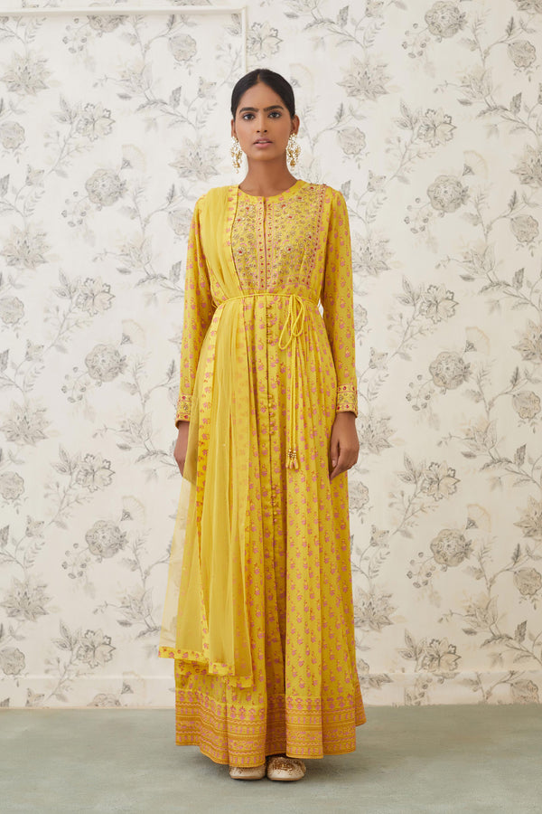 Yellow Anarkali Set.