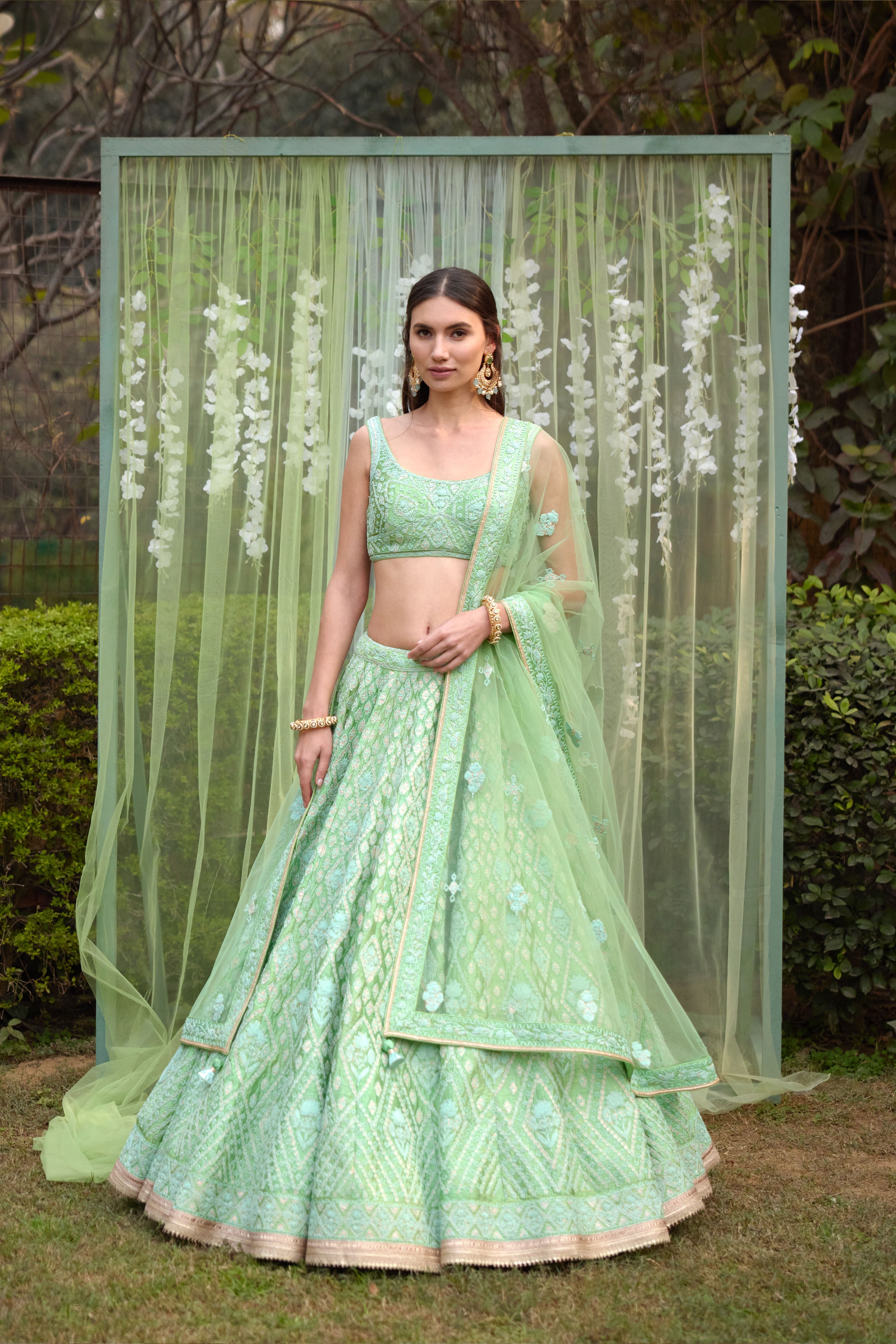 Sea Green Lehenga Set. Shyam Narayan Prasad Sea Green Lehenga Set. Shyam Narayan Prasad