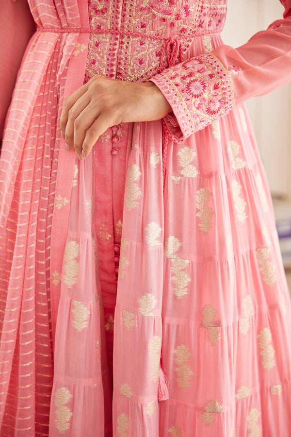 Rose Pink Anarkali Set.