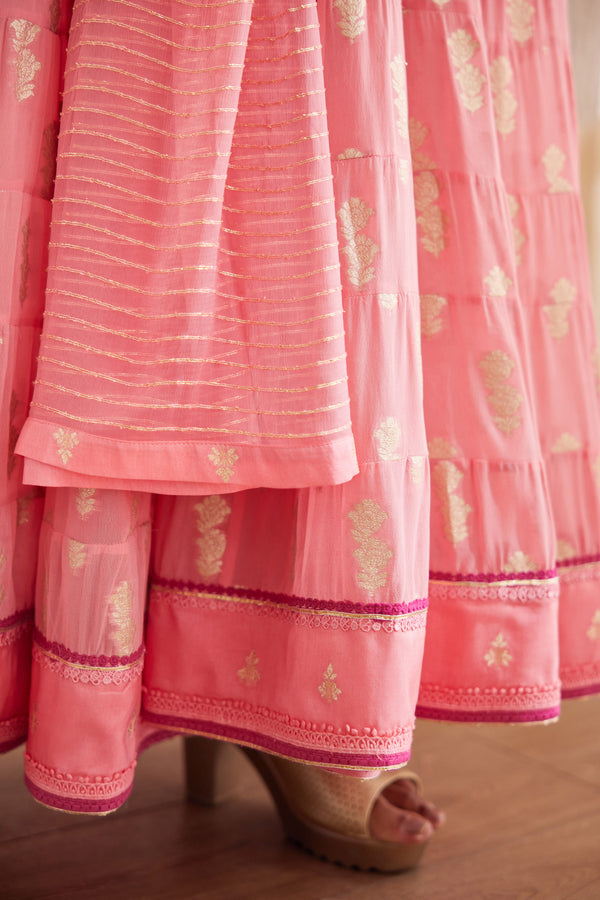 Rose Pink Anarkali Set.