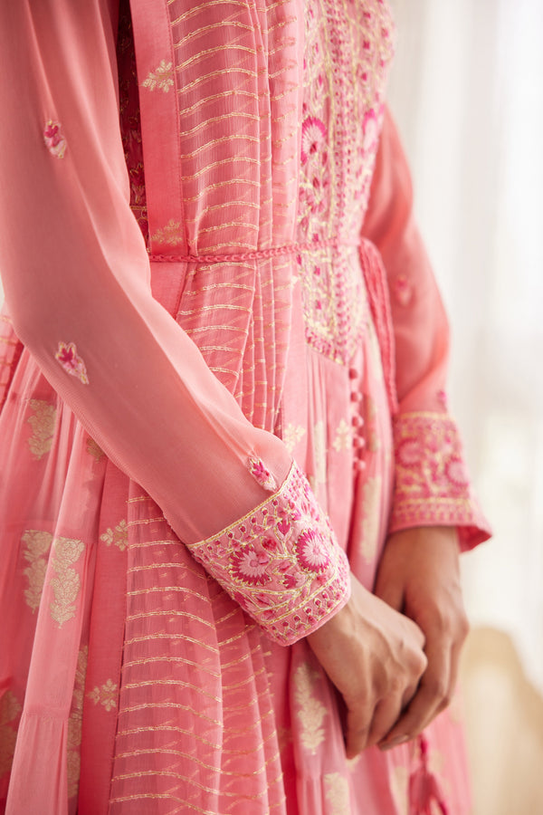 Rose Pink Anarkali Set.