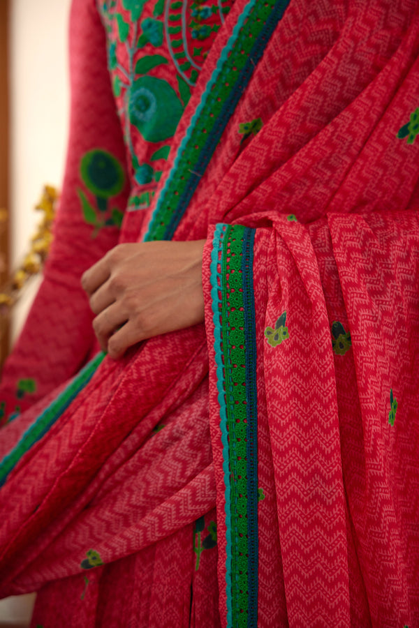 Red Anarkali Set.