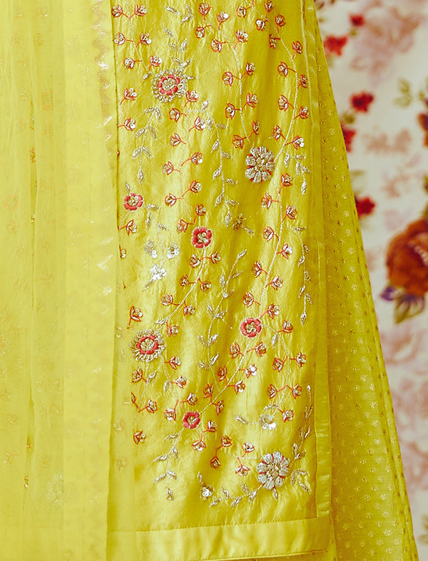 Yellow Kurta & Skirt set.