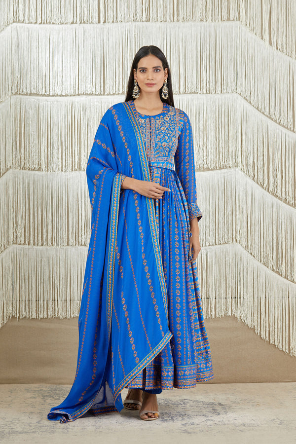 Royal Blue Anarkali set