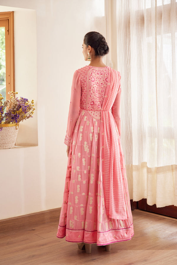 Rose Pink Anarkali Set.