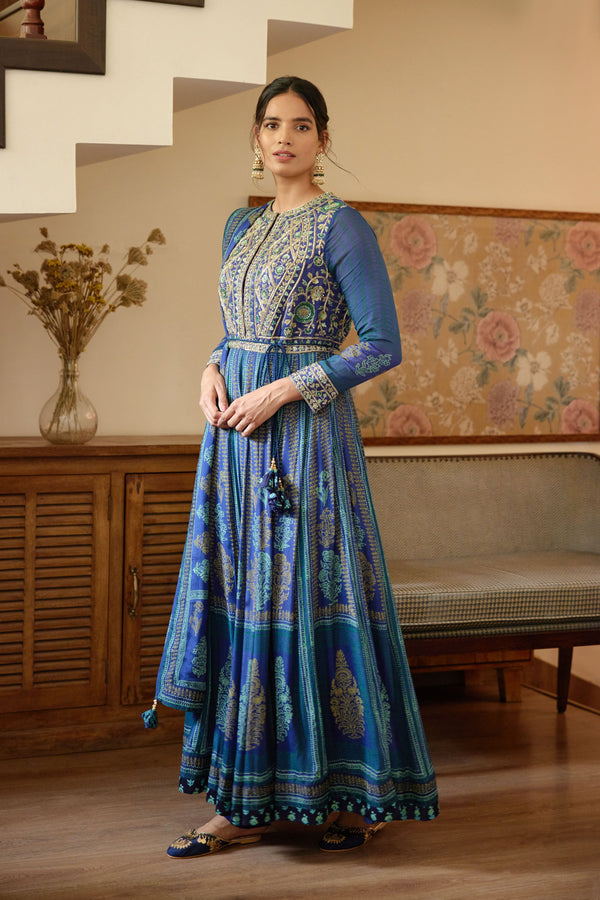 Royal Blue Anarkali Set.