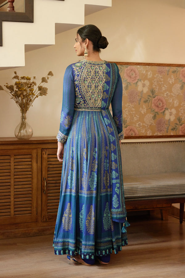 Royal Blue Anarkali Set.