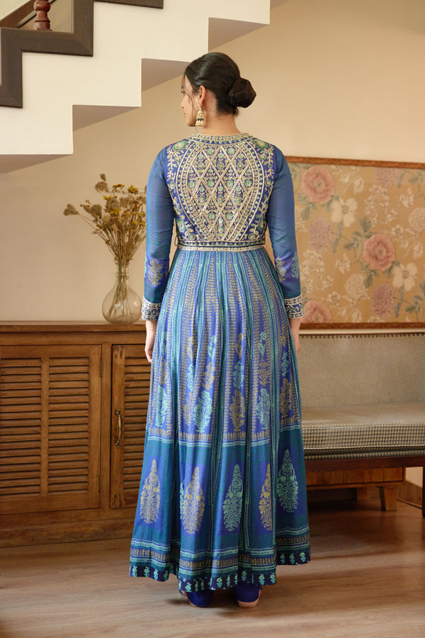 Royal Blue Anarkali Set.