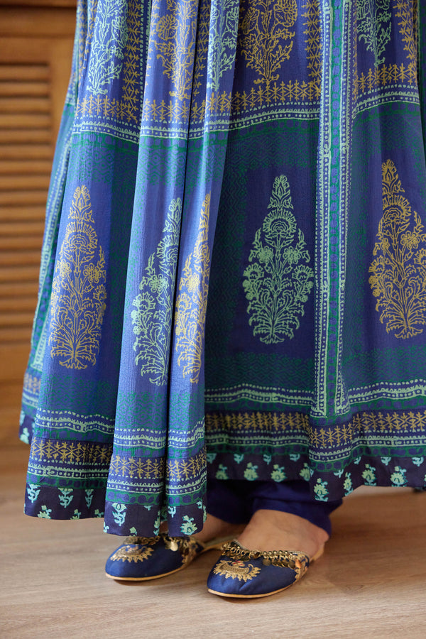 Royal Blue Anarkali Set.