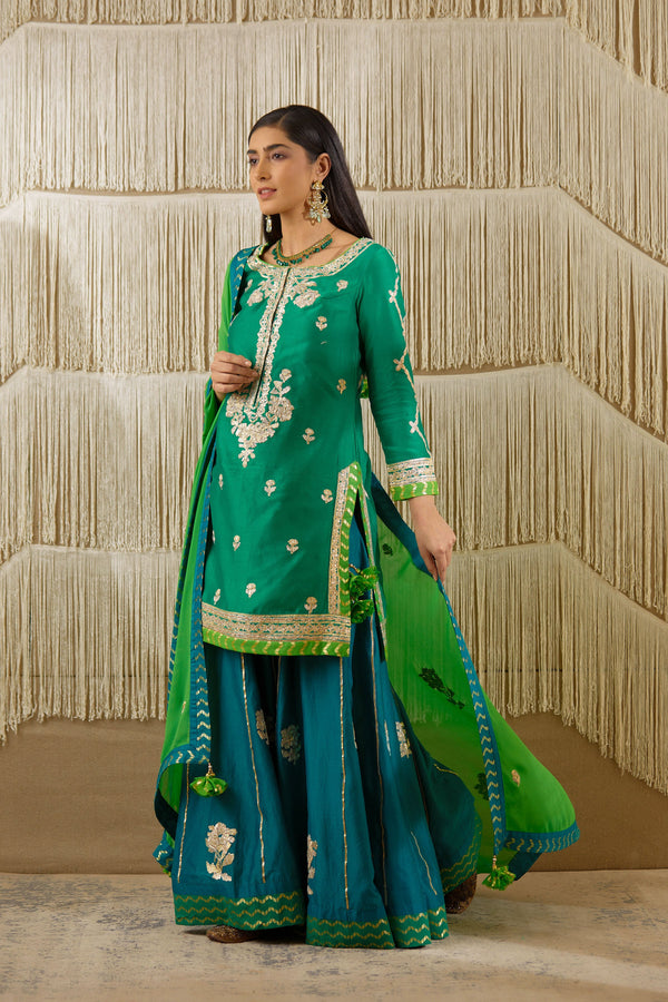 Teal Green Sharara set.