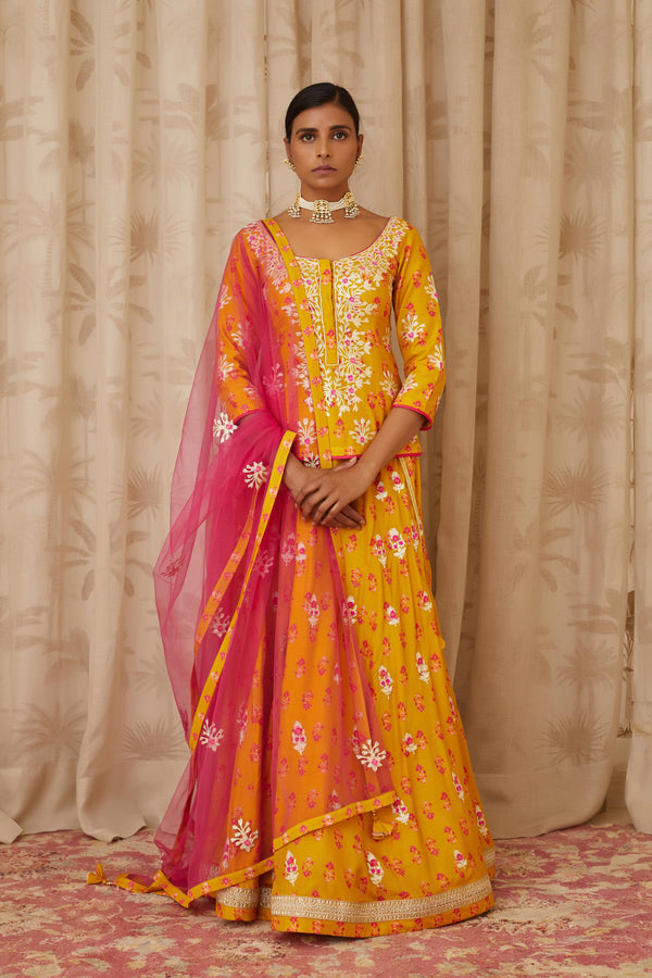 Mustard Pink Short Kurta Set.