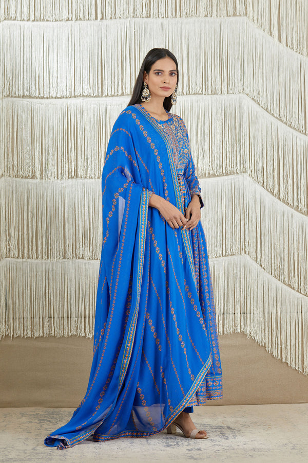 Royal Blue Anarkali set