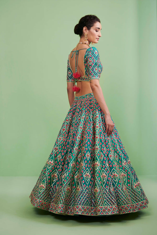 Teal Lehenga Set.