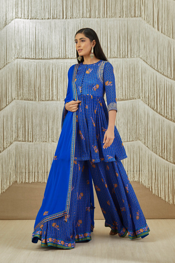 Royal Blue Sharara set.