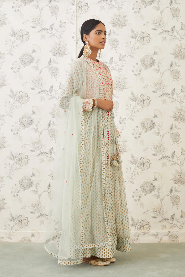 Sea Green Anarkali Set.